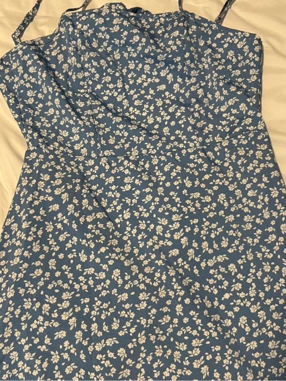 SHEIN Blue Mini Dress with White Floral Print